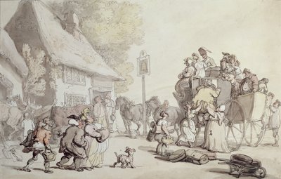 Outside the Inn by Thomas Rowlandson